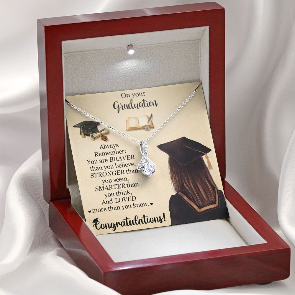 Graduation Necklace Gifts for Girls with Inspirational Message Card Always Remember You Are Braver