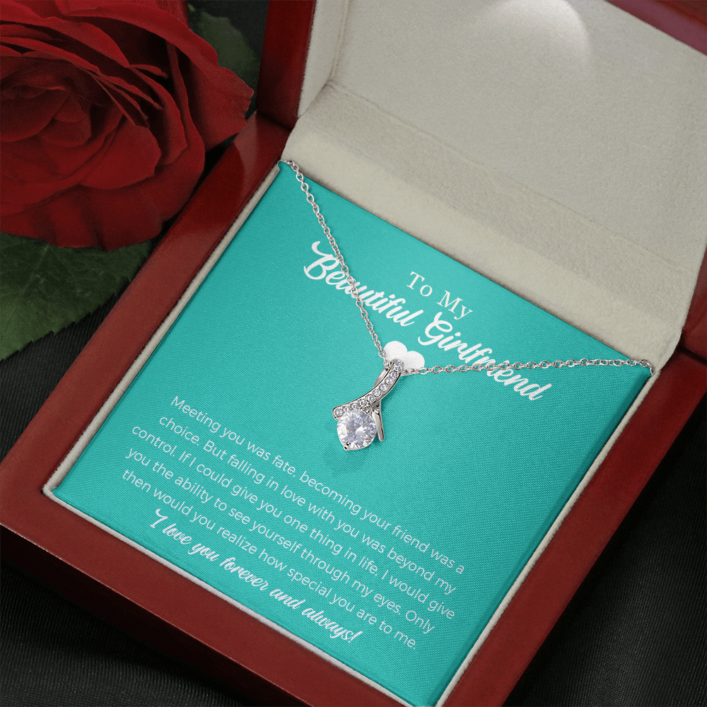 To My Beautiful Girlfriend Alluring Beauty Necklace Gift For Girlfriend, Girlfriend Gifts For Girlfriend On Birthday Anniversary With Message Card.