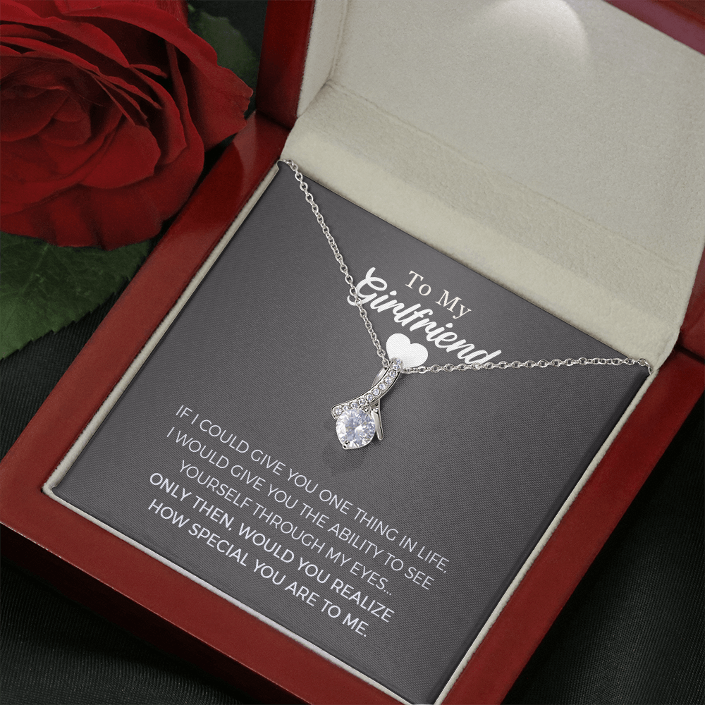 To My Girlfriend Alluring Beauty Necklace Jewelry, Girlfriend Gifts For Girlfriend On Birthday Anniversary With Message Card