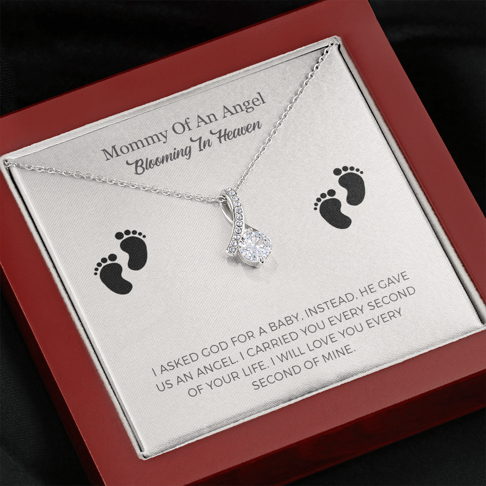Miscarriage Gift , Remembrance Necklace, Mommy Of An Angel Blooming In Heaven, I Asked God For A Baby Instead He Gave Us An Ange