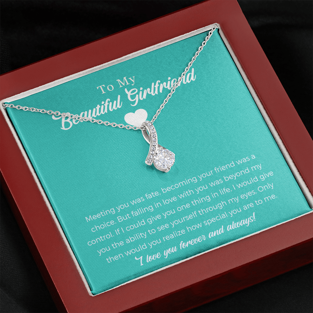 To My Beautiful Girlfriend Alluring Beauty Necklace Gift For Girlfriend, Girlfriend Gifts For Girlfriend On Birthday Anniversary With Message Card.