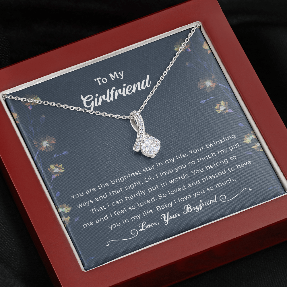 To My Girlfriend Alluring Beauty Necklace Jewelry, Girlfriend Gifts For Girlfriend On Birthday Anniversary With Message Card