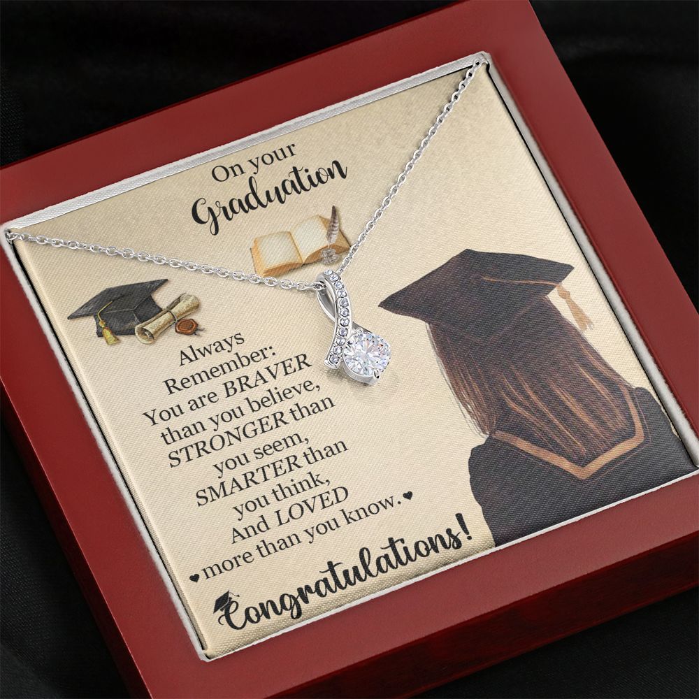 Graduation Necklace Gifts for Girls with Inspirational Message Card Always Remember You Are Braver