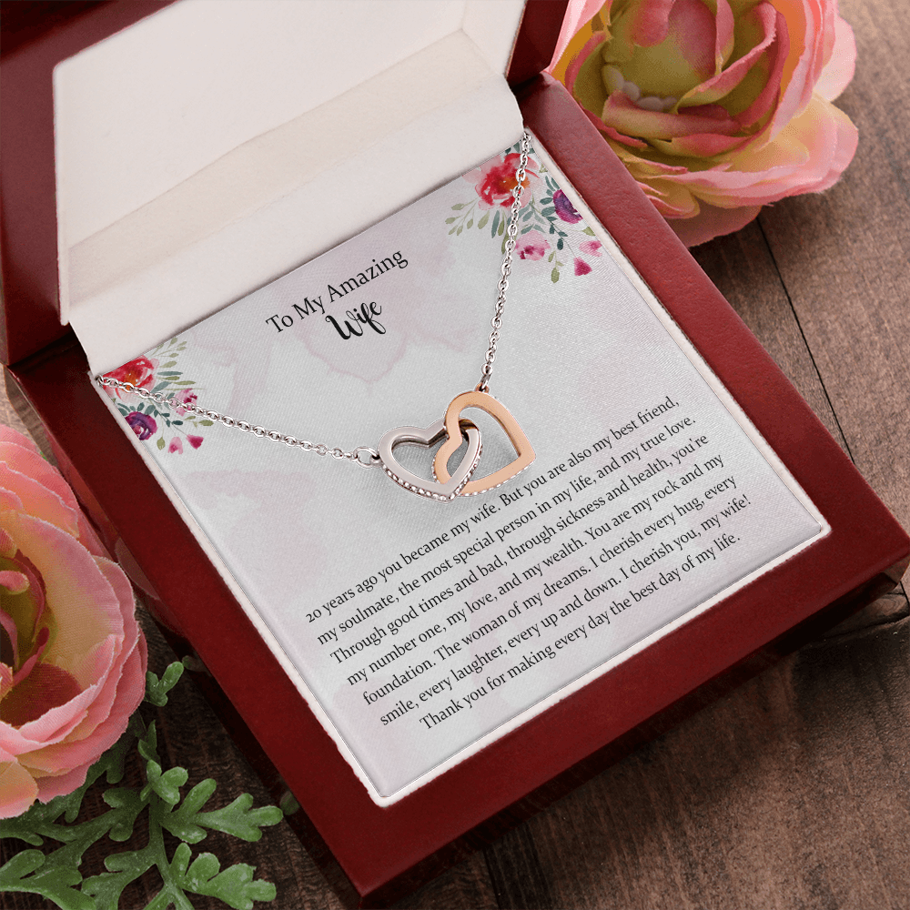 20th Anniversary Interlocking Heart Necklace Gift For Wife