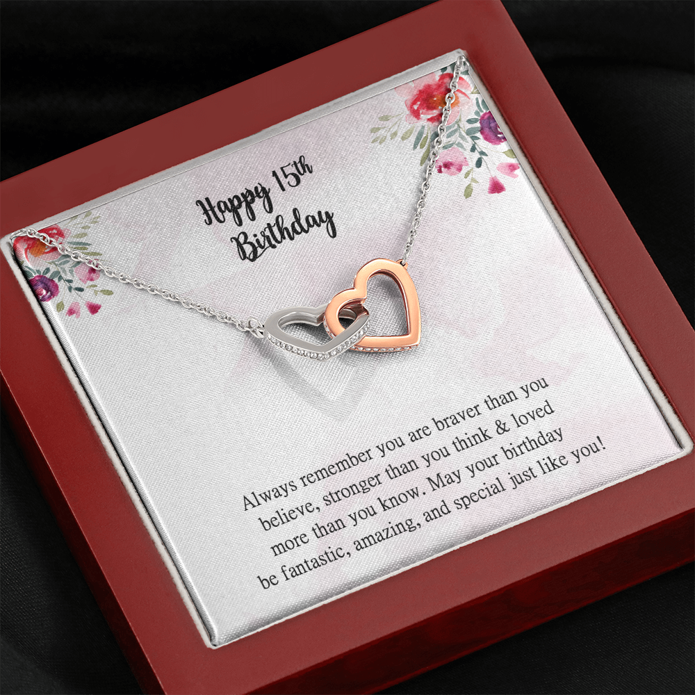 15 Birthday Two Hearts Necklace Gift For 15-year-old Teenage Girl, Custom 15th Birthday Jewelry Gift