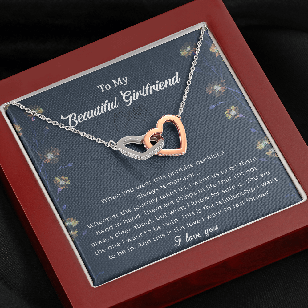 To My Beautiful Girlfriend Promise Interlocking Heart Necklace