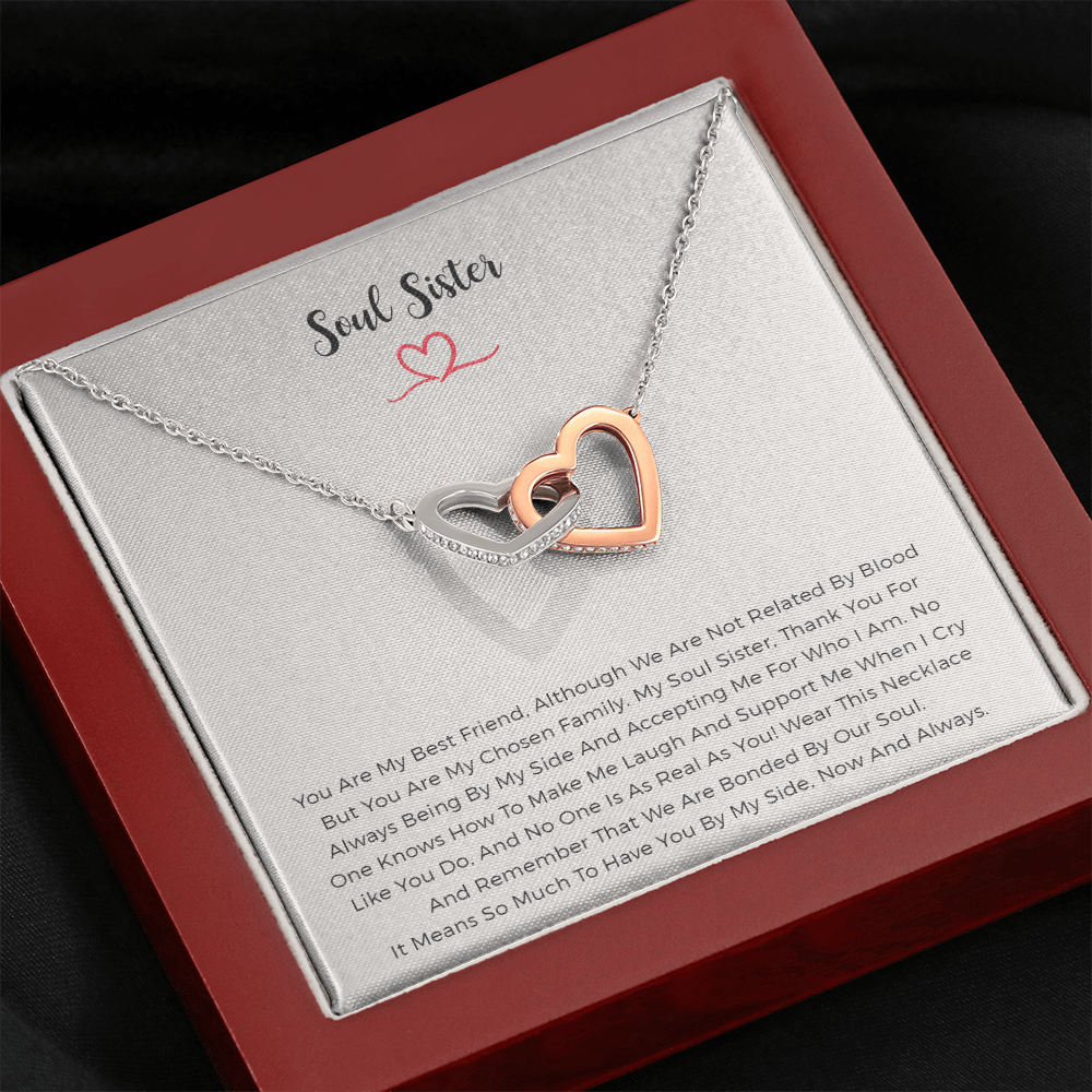 Soul Sisters Necklace Friendship Necklace Interlocking Circle Two Heart Necklace Card Gift for Best Friend Birthday Gift for Bestie Gift