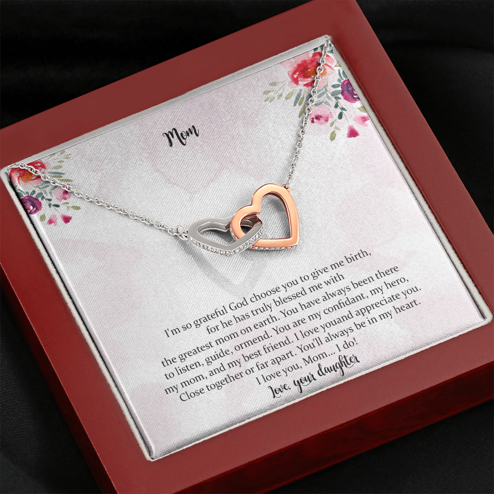 Mom Necklace, Gift For Your Mom On Mother’s Day Interlocking Hearts Necklace