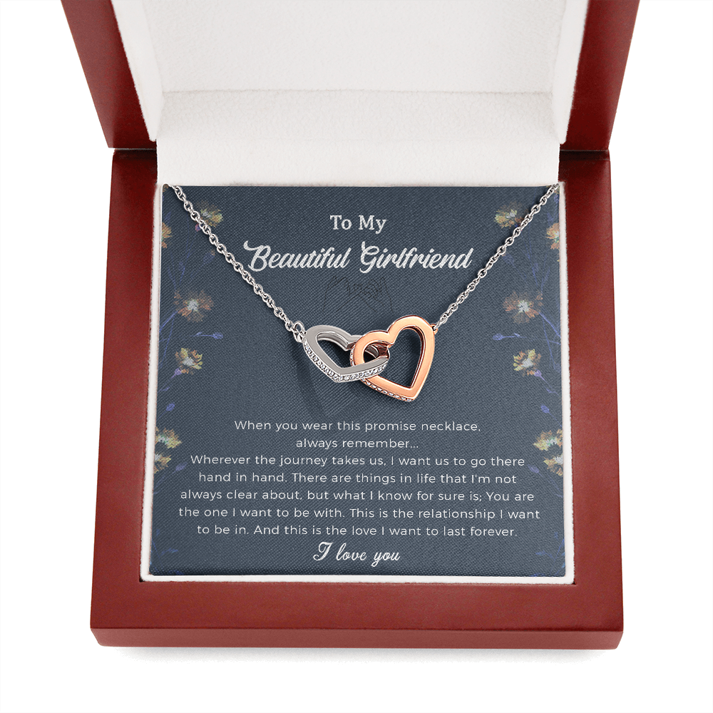 To My Beautiful Girlfriend Promise Interlocking Heart Necklace