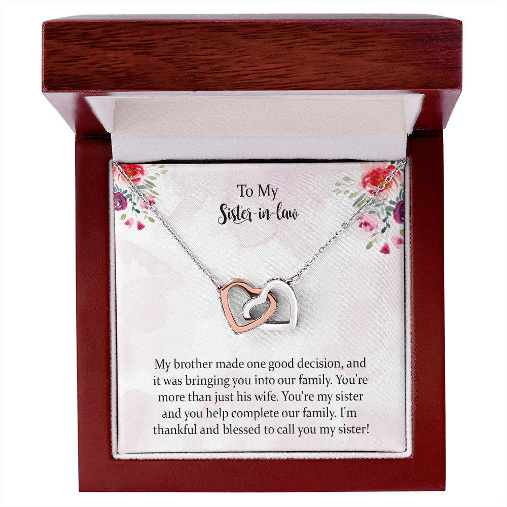 Sister In Law Interlocking Heart Necklace Gift, Christmas Gift For Sister In Law, Sister In Law Jewelry, Sister In Law Birthday Gift, Future Sister In Law, Bonus Sister