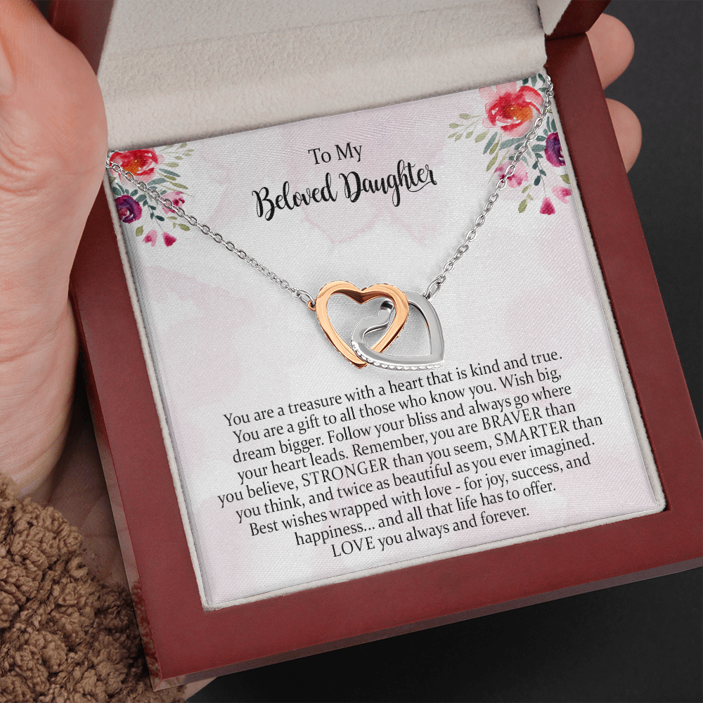 Granddaughter Interlocking Heart Necklace Gift From Grandma, Love You Always And Forever