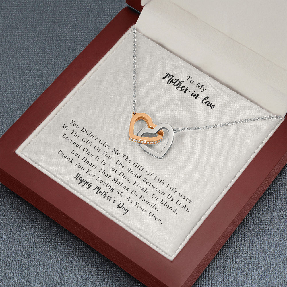 To My Mother In Law, Our Bond Is An Eternal One, Interlocking Heart Necklace For Mother-in-law