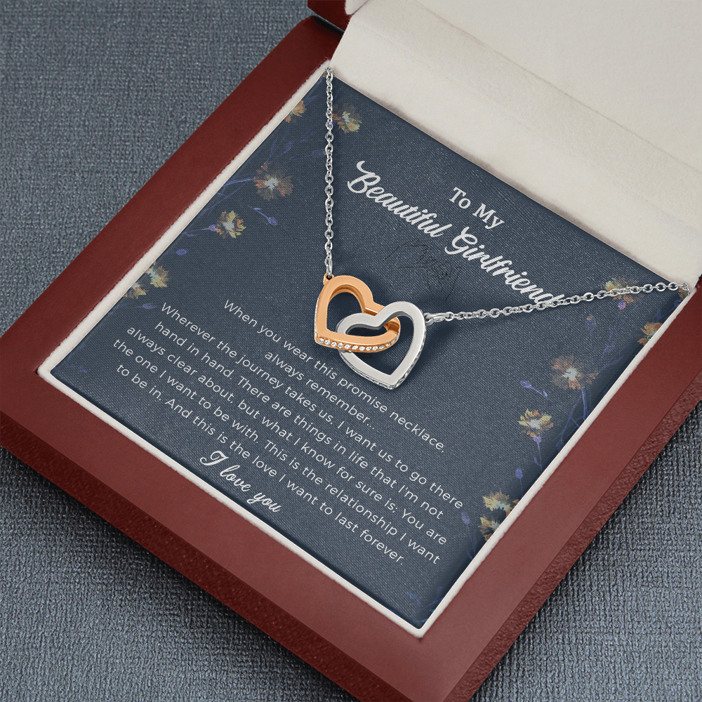 To My Beautiful Girlfriend Promise Interlocking Heart Necklace