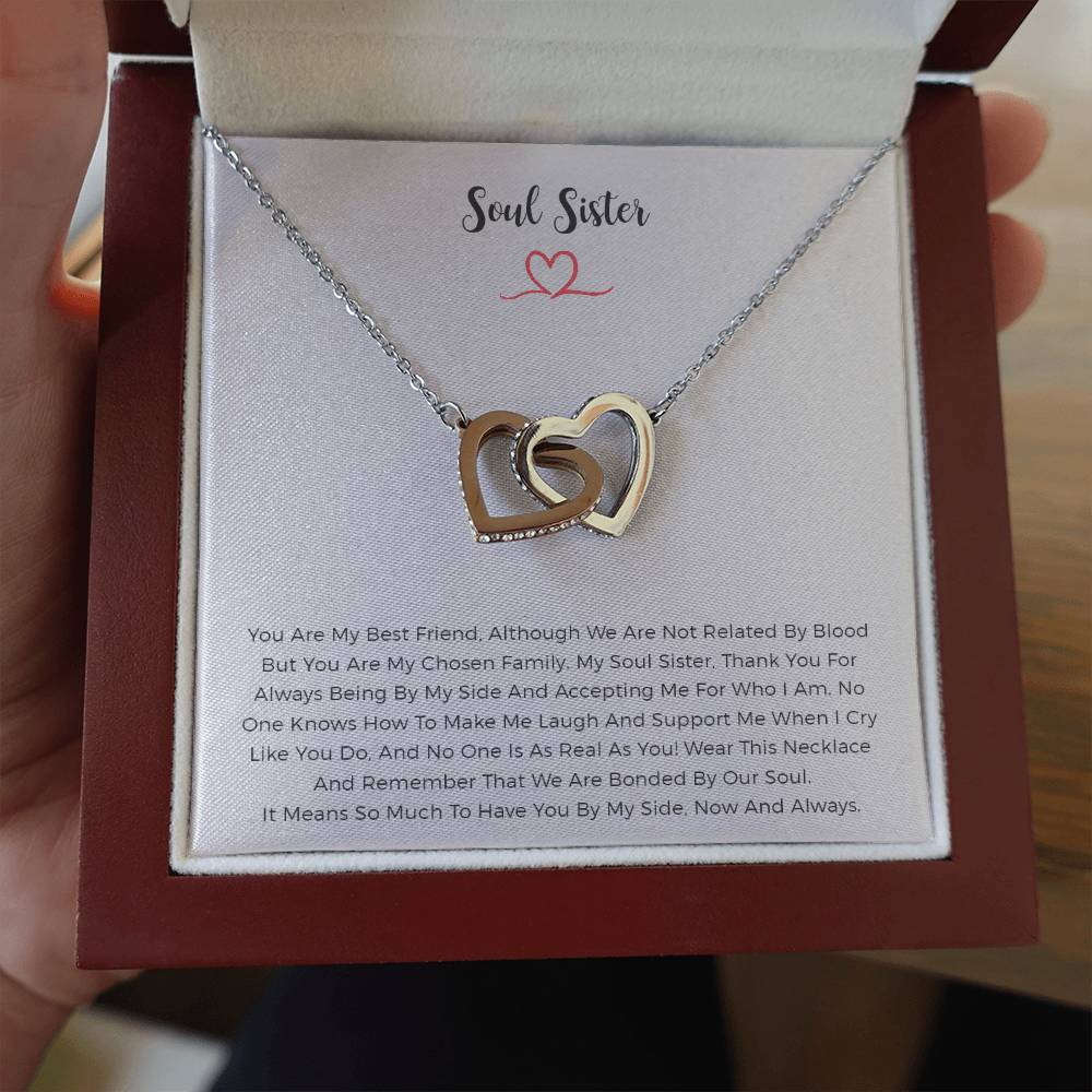 Soul Sisters Necklace Friendship Necklace Interlocking Circle Two Heart Necklace Card Gift for Best Friend Birthday Gift for Bestie Gift