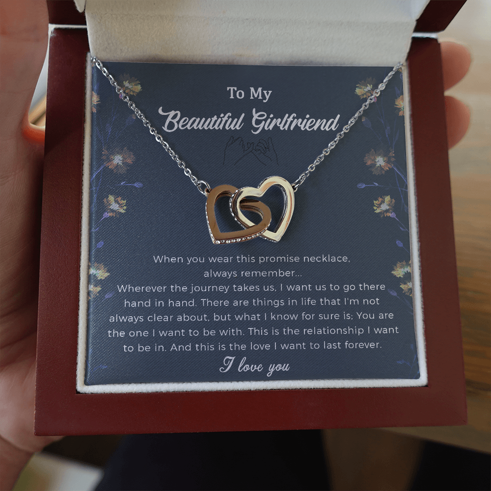 To My Beautiful Girlfriend Promise Interlocking Heart Necklace