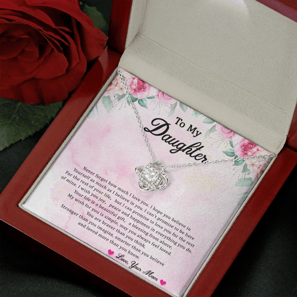 Daughter Gift From Mom Mother Daughter Love Knot Necklace Birthday Graduation Christmas Jewelry Gifts For My Beautiful Daugther Adult Daughter with Message Card and Gift Box