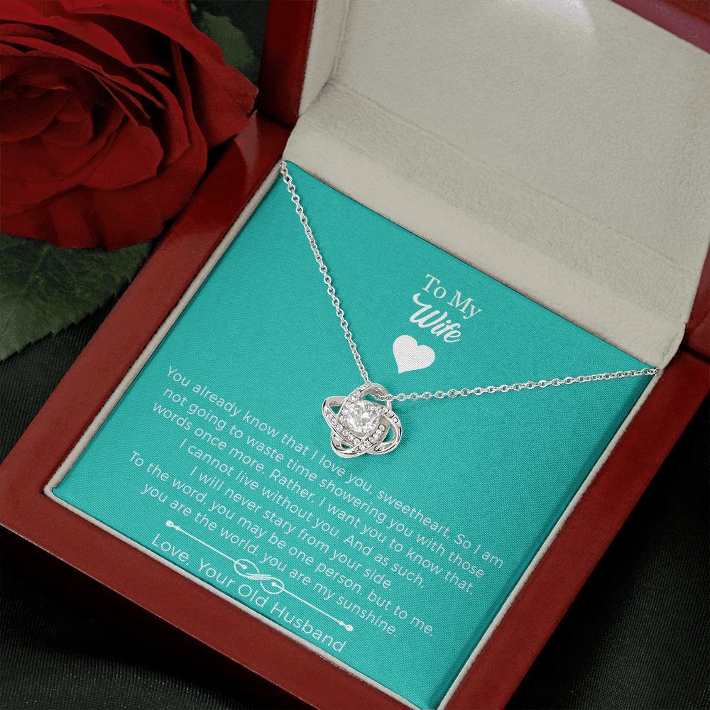 To My Wife - I Cannot Live Without You Love Knot Necklace