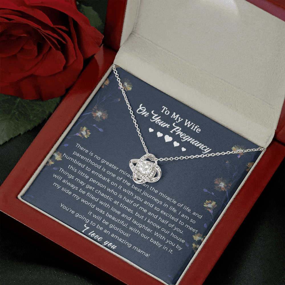 Wife Pregnancy Love Knot Necklace Gift - Amazing Mama