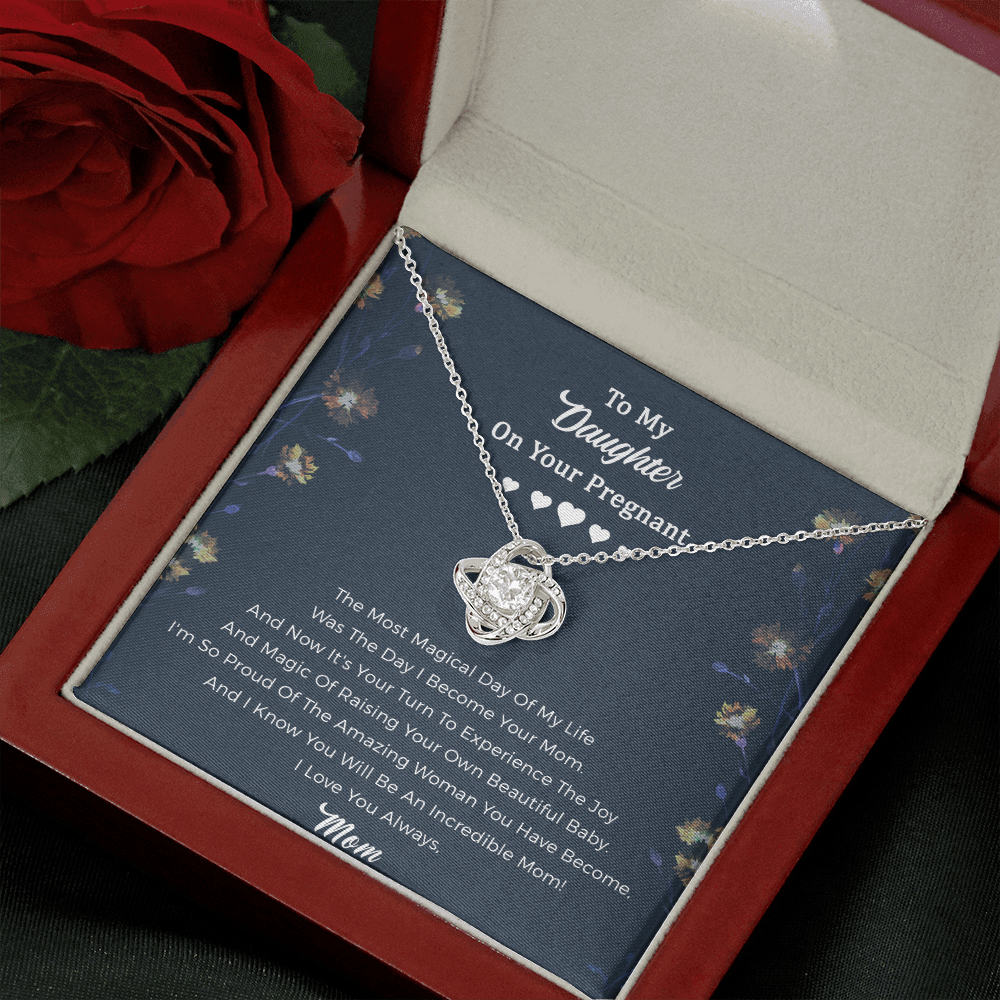 Daughter Pregnancy Love Knot Necklace - I'm So Proud Of The Amazing Woman You Have Become