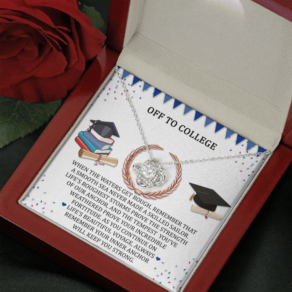 Off To College Graduation Necklace Love Knot Necklace