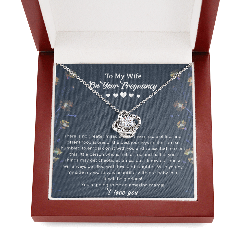 Wife Pregnancy Love Knot Necklace Gift - Amazing Mama