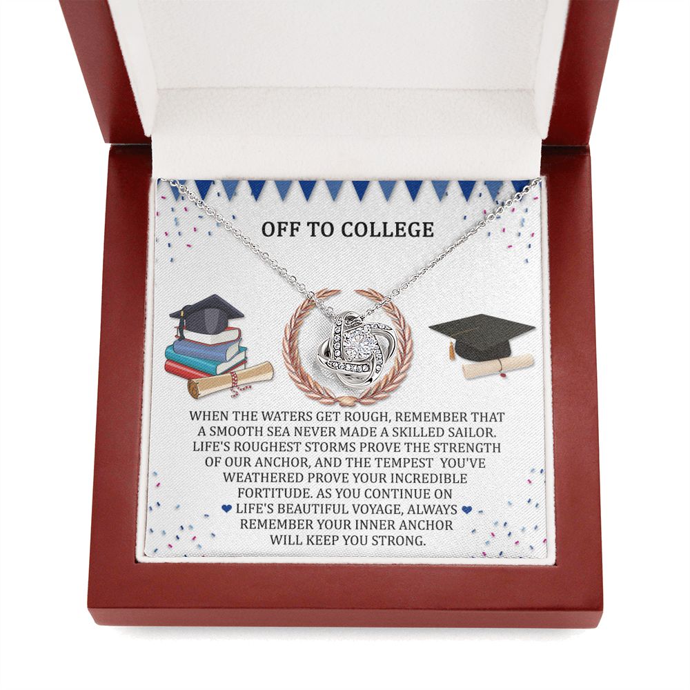 Off To College Graduation Necklace Love Knot Necklace
