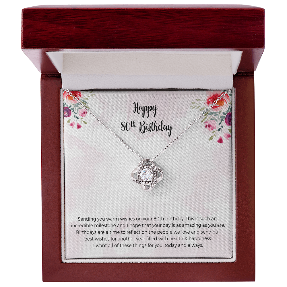 80th Birthday Gift for Women, 80th Birthday Love Knot Necklace Gift for Mom, 80 Year Old Birthday Gift, 80th Birthday Gift Ideas