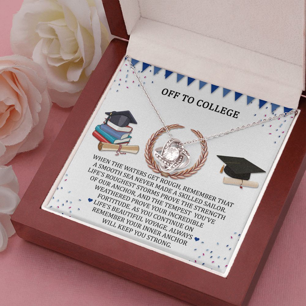Off To College Graduation Necklace Love Knot Necklace