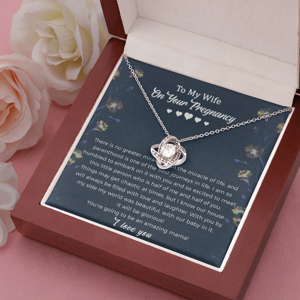 Wife Pregnancy Love Knot Necklace Gift - Amazing Mama