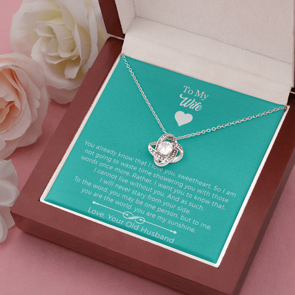 To My Wife - I Cannot Live Without You Love Knot Necklace