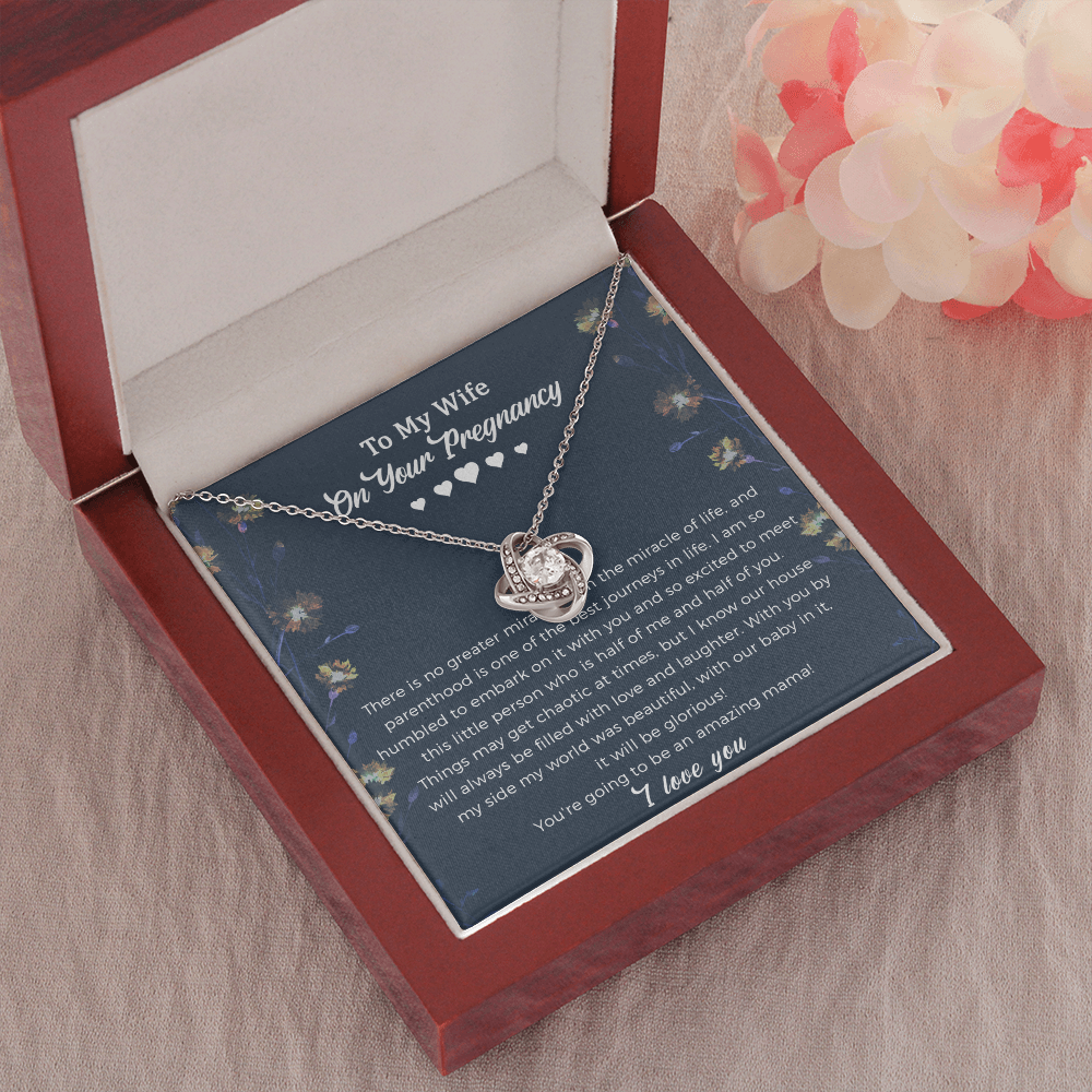 Wife Pregnancy Love Knot Necklace Gift - Amazing Mama