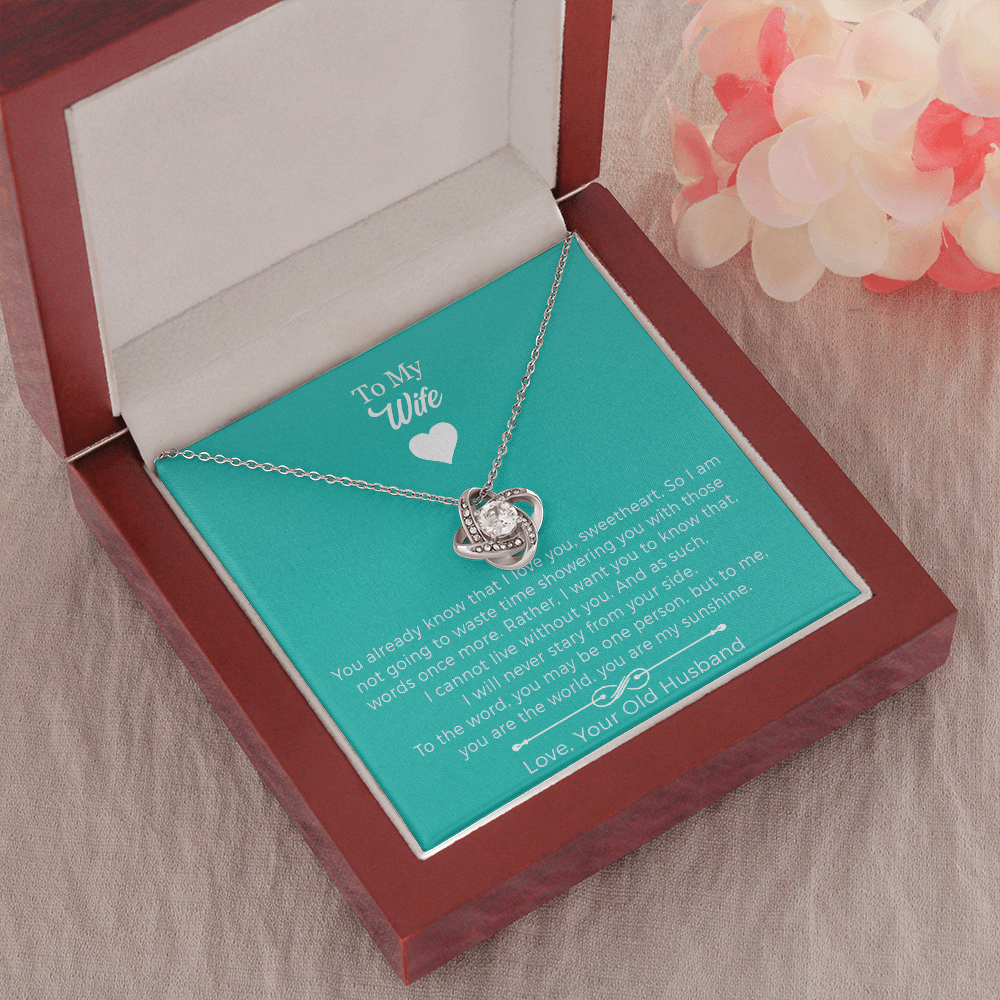 To My Wife - I Cannot Live Without You Love Knot Necklace