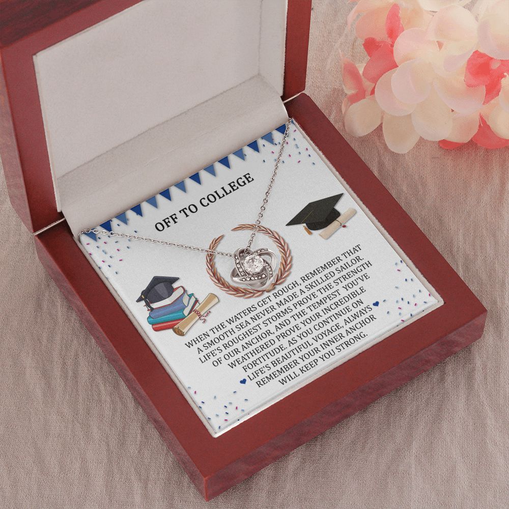 Off To College Graduation Necklace Love Knot Necklace