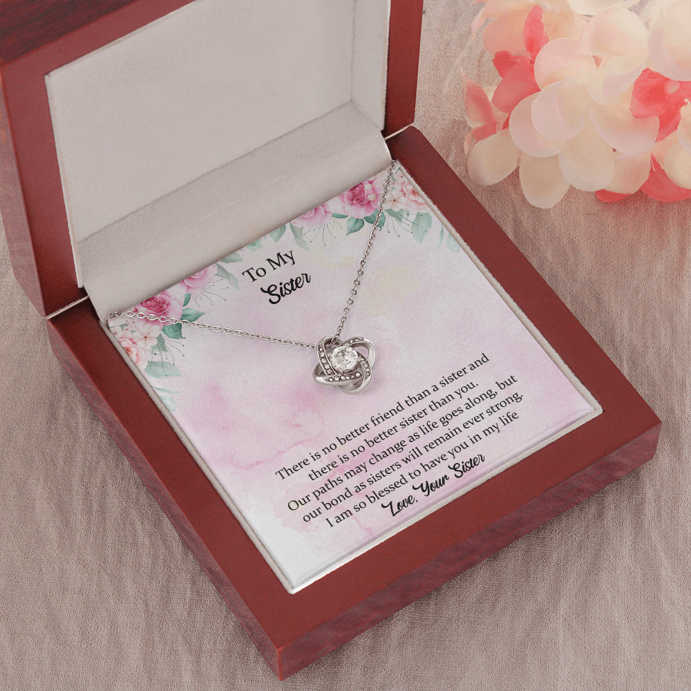 To My Sister - There Is No Better Sister Than You Love Knot Necklace, Birthday Gift For Sister On Anniversary, Birthday, Wedding