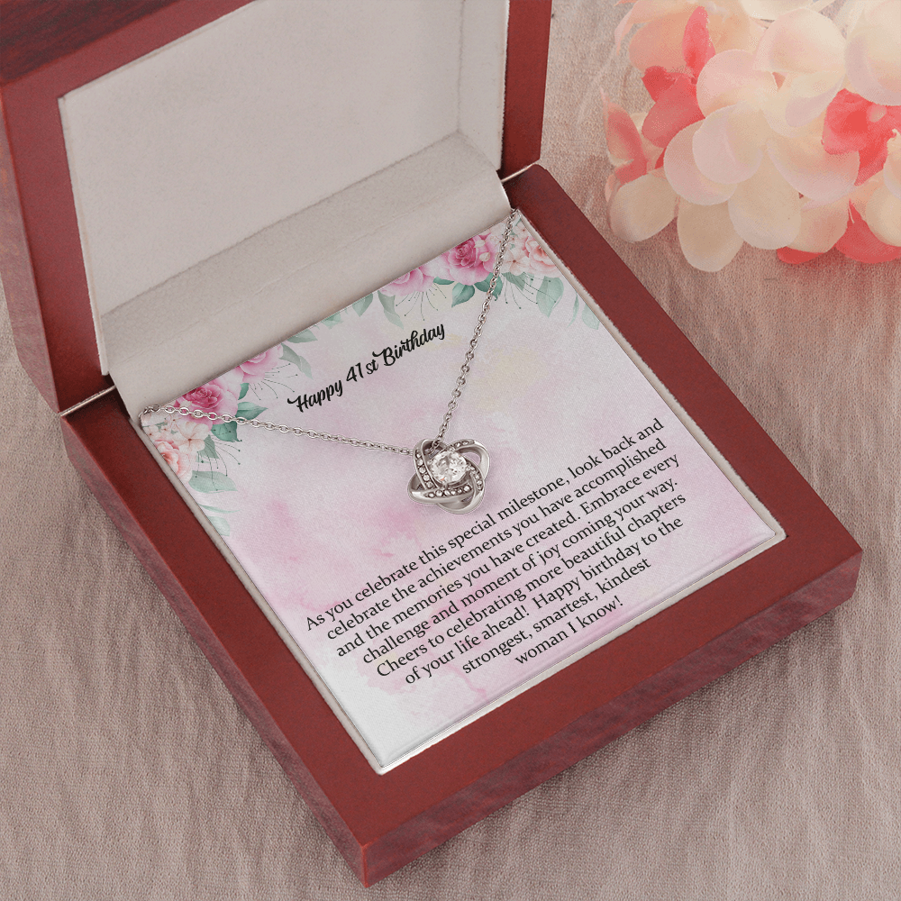 41st Birthday Gift Love Knot Necklace Birthday Gift for Her Sister Birthday Gift Daughters Birthday Wife's Birthday Happy 41st Birthday