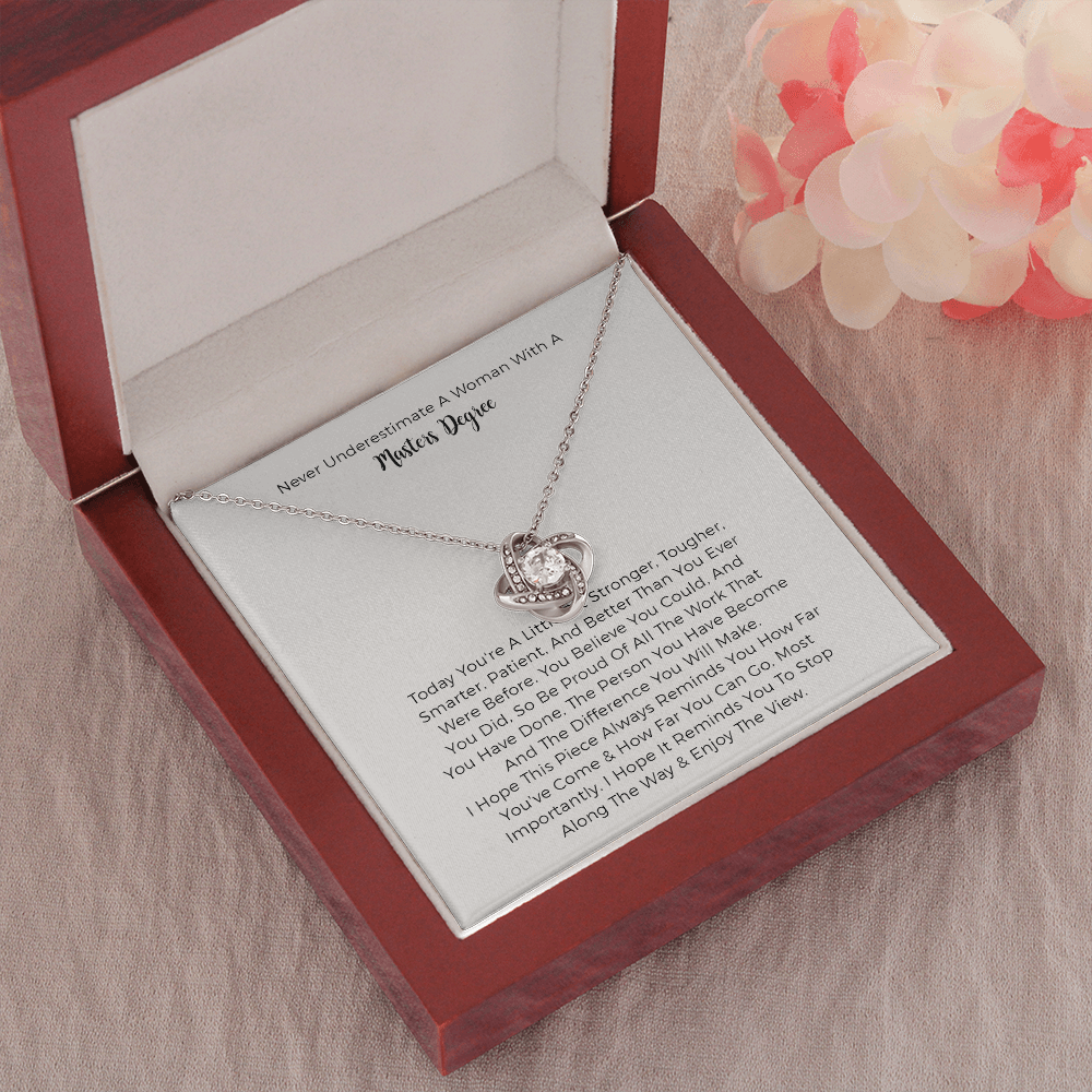 Master Degree Love Knot Necklace - Graduation Gifts For Her, Best Graduation Gifts For Friend, Graduation Gift College Male, Guy Graduation Gift