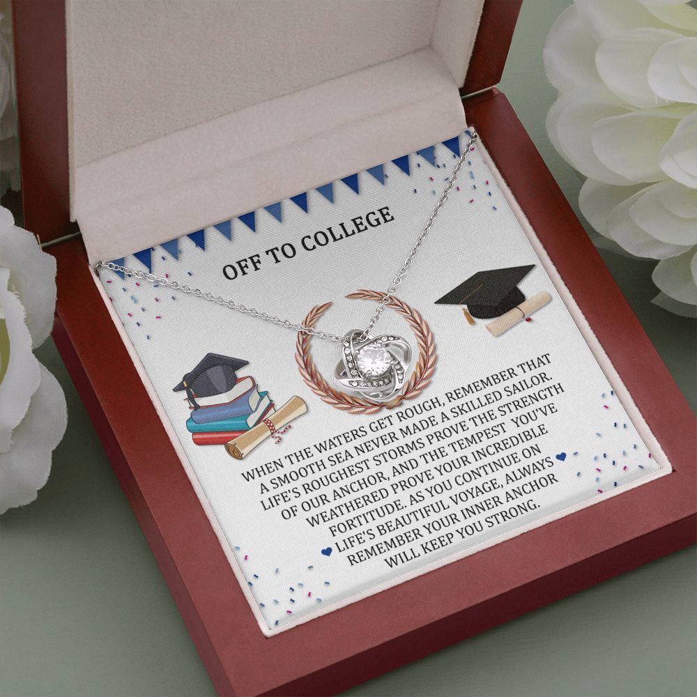 Off To College Graduation Necklace Love Knot Necklace