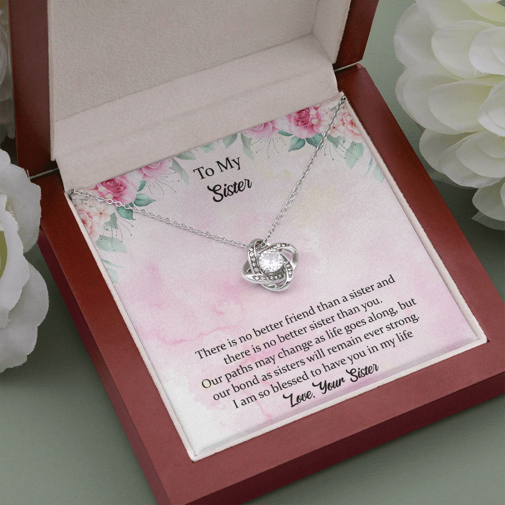 To My Sister - There Is No Better Sister Than You Love Knot Necklace, Birthday Gift For Sister On Anniversary, Birthday, Wedding