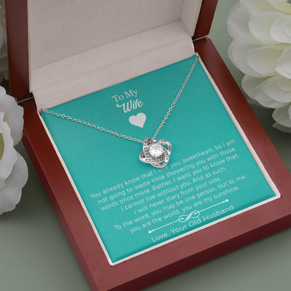 To My Wife - I Cannot Live Without You Love Knot Necklace