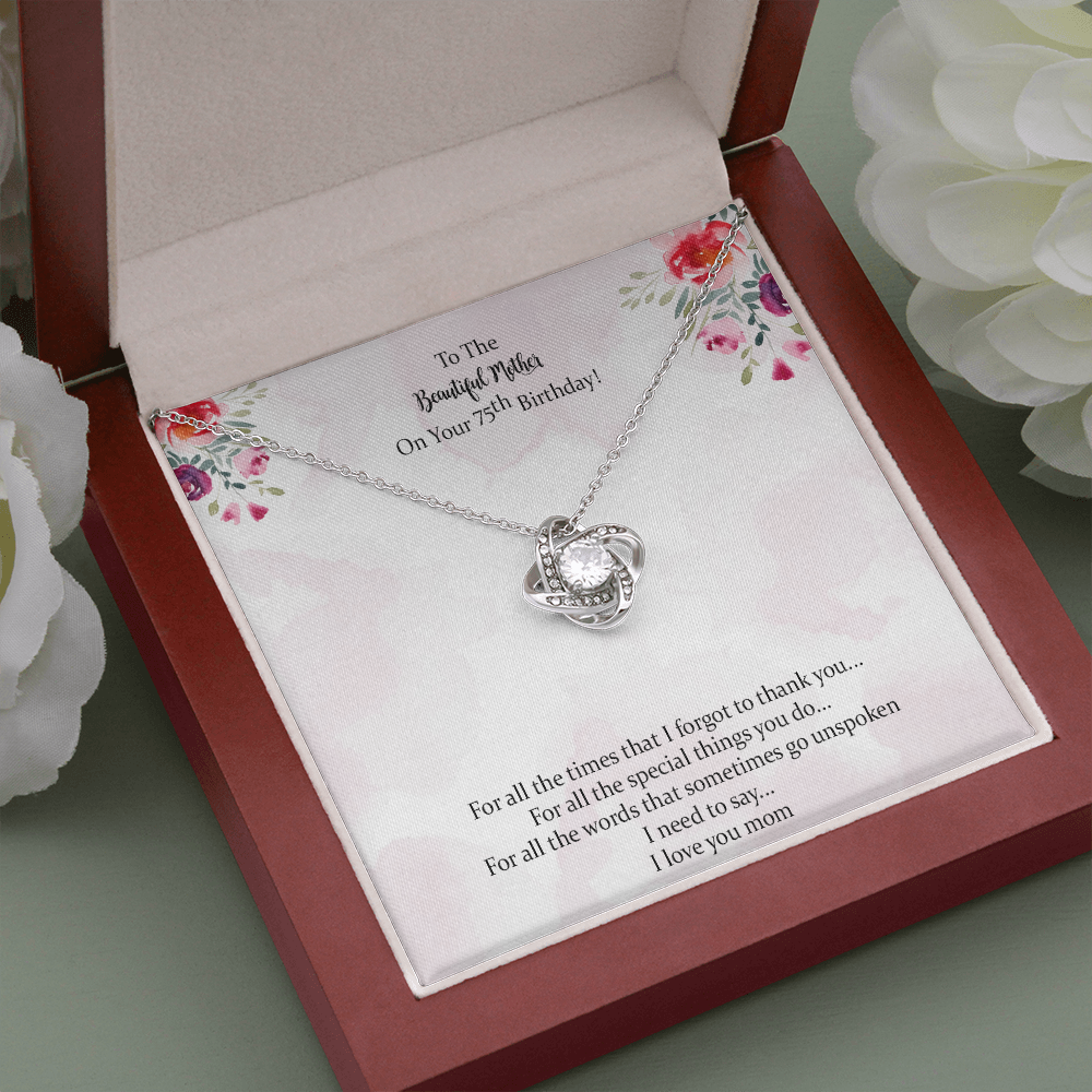 Meaningful 75th Birthday Jewelry for Mom, Gifts for Mom 75th Birthday, Traditional 75th Birthday Gifts for Mom Turning 75 Necklace