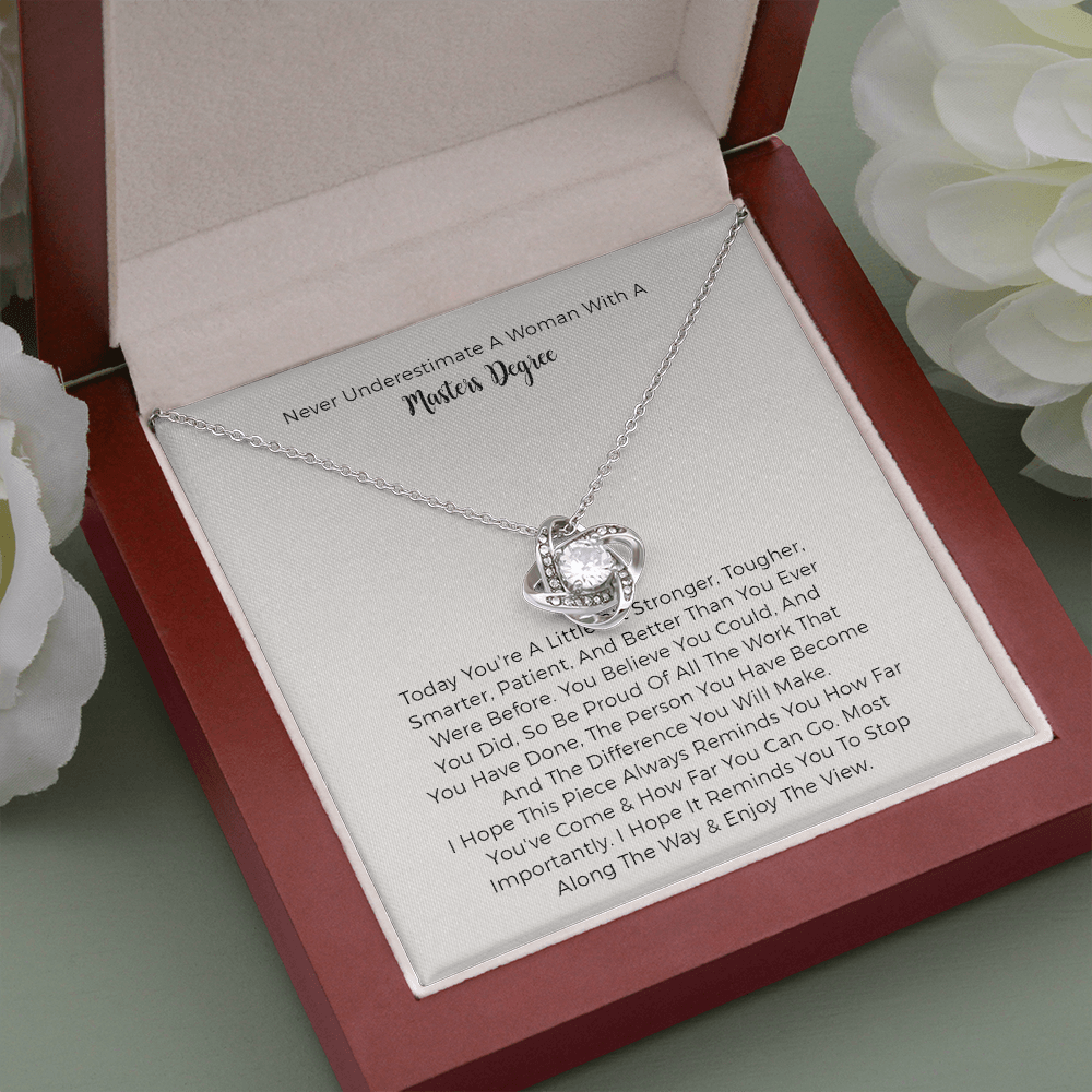 Master Degree Love Knot Necklace - Graduation Gifts For Her, Best Graduation Gifts For Friend, Graduation Gift College Male, Guy Graduation Gift