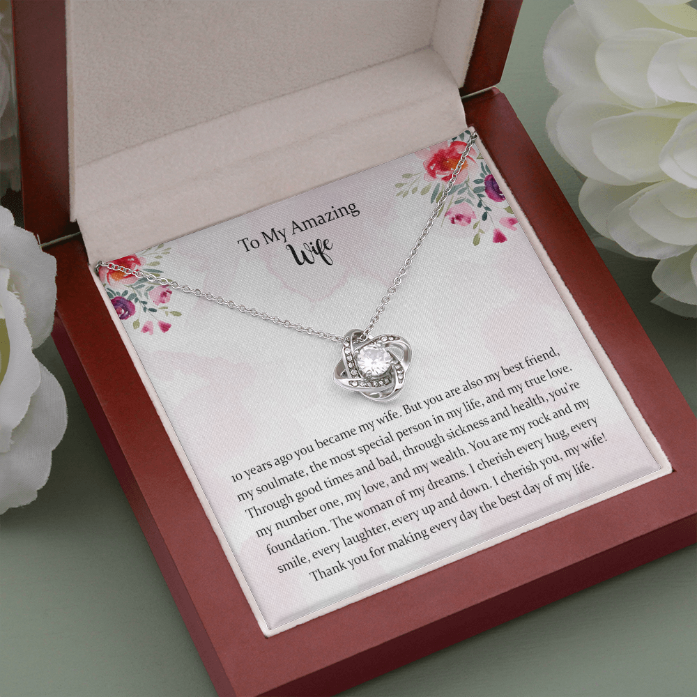 10th Anniversary Love Knot Necklace Gift For Wife