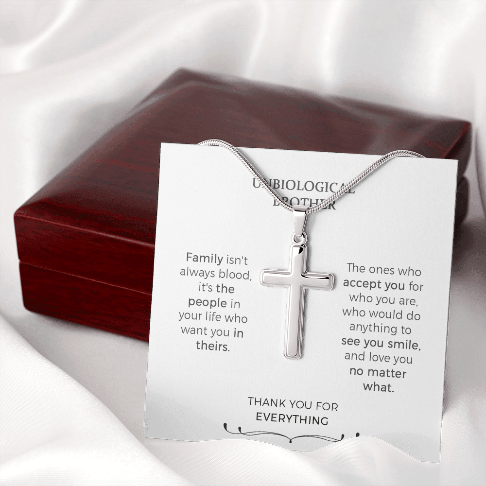 Unbiological Brother Cross Necklace, Gifts For Step Brothers, Brother In Law Gifts, Gifts For Brother In Law Birthday, Best Brother In Law