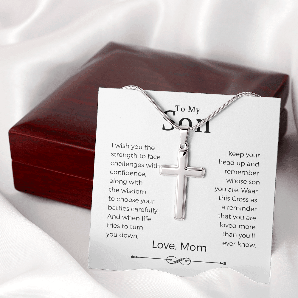 To My Son,Remember Whose Son You Are Cross Necklace