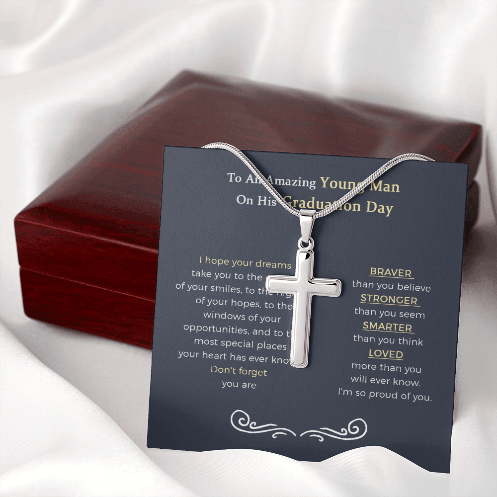 Cross Necklace   - Graduation Gifts For Him, Best Graduation Gifts For Guys, Graduation Gift College Male, Guy Graduation Gift