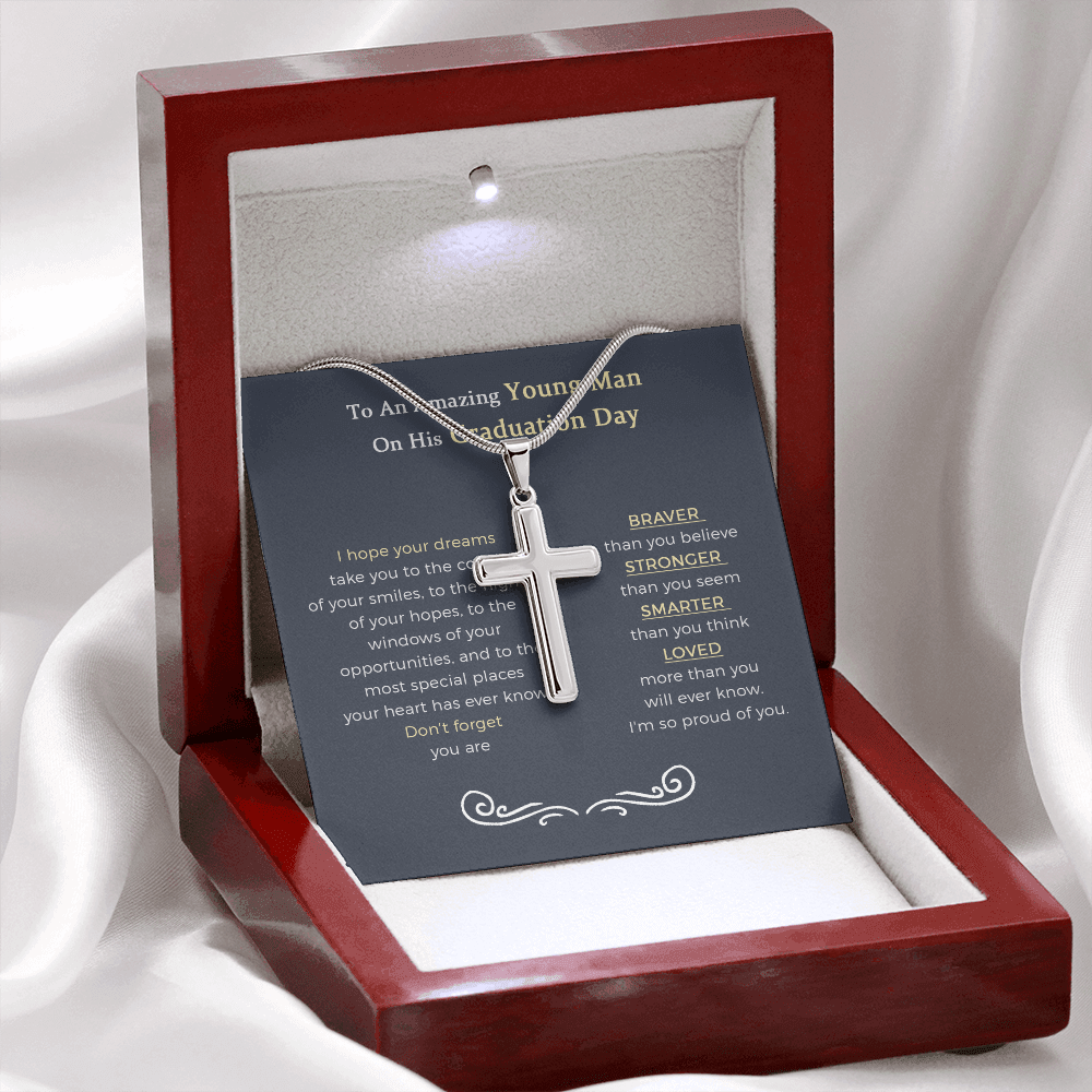Cross Necklace   - Graduation Gifts For Him, Best Graduation Gifts For Guys, Graduation Gift College Male, Guy Graduation Gift