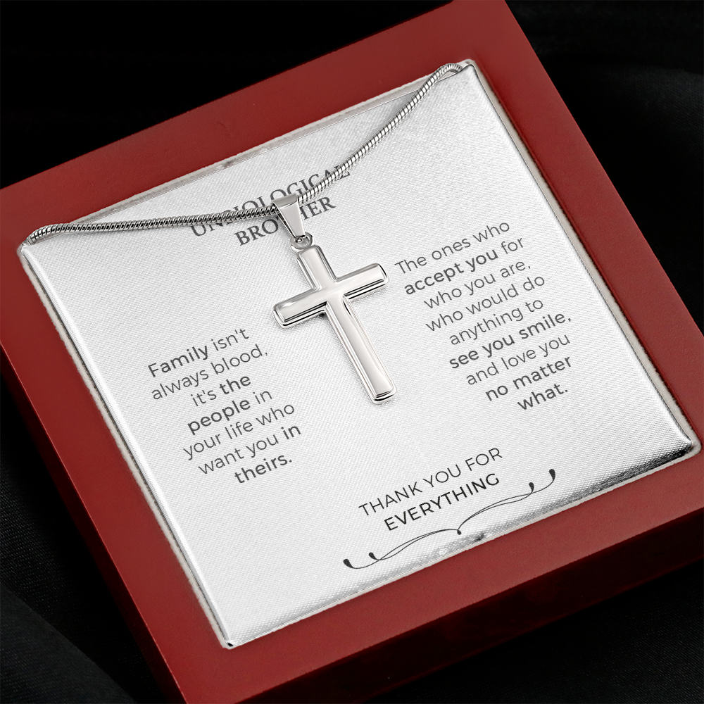 Unbiological Brother Cross Necklace, Gifts For Step Brothers, Brother In Law Gifts, Gifts For Brother In Law Birthday, Best Brother In Law