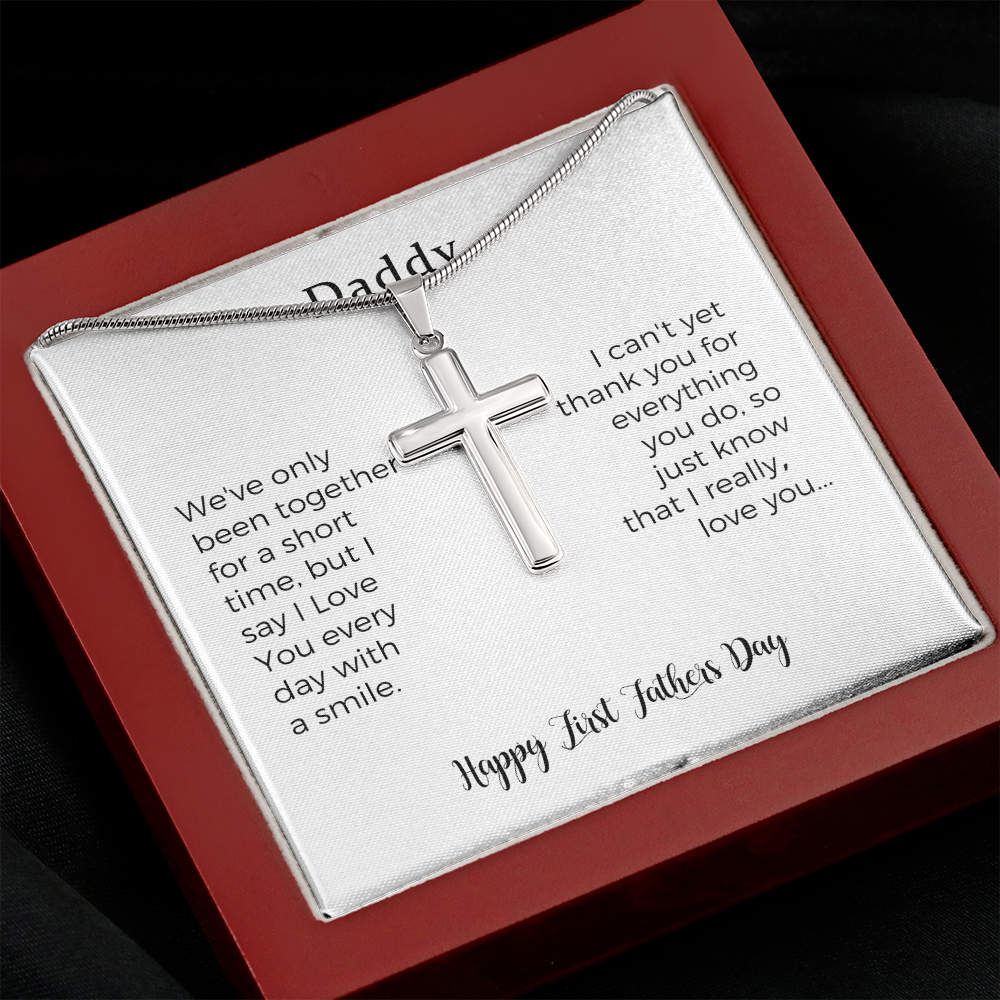 First Fathers Day Cross Necklace Gift From Baby, First Time Dad Gift, Gift For Dad From Baby, First Fathers Day Gift Ideas