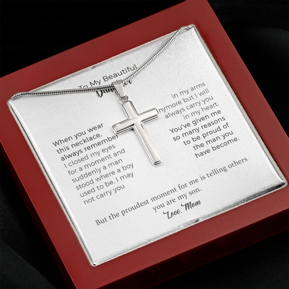 To My Son I'm Proud Of You Cross Necklace, Necklace Gift For Daughter From Mothers On Birthday, Christmas, Graduation
