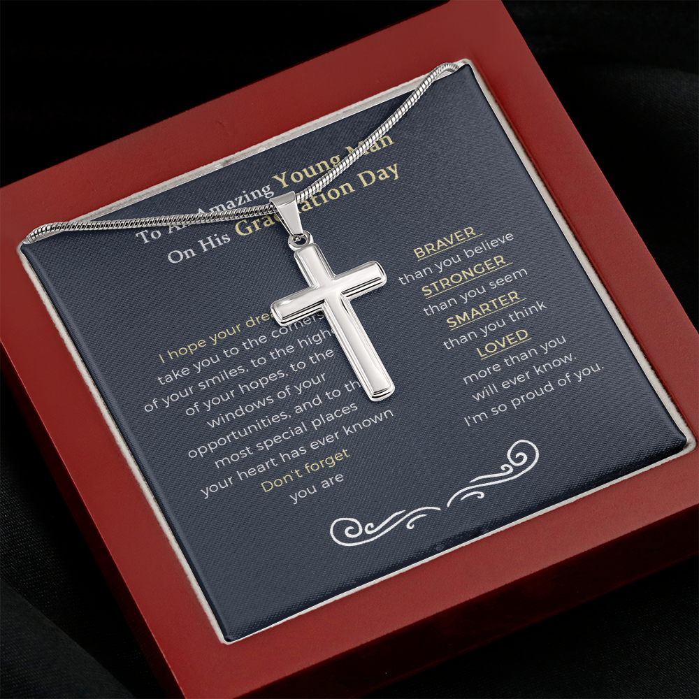 Cross Necklace   - Graduation Gifts For Him, Best Graduation Gifts For Guys, Graduation Gift College Male, Guy Graduation Gift